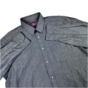 Untuckit Button Shirt Men L Gray Long Sleeve Wrinkle-Free Cotton‎ Casual Office